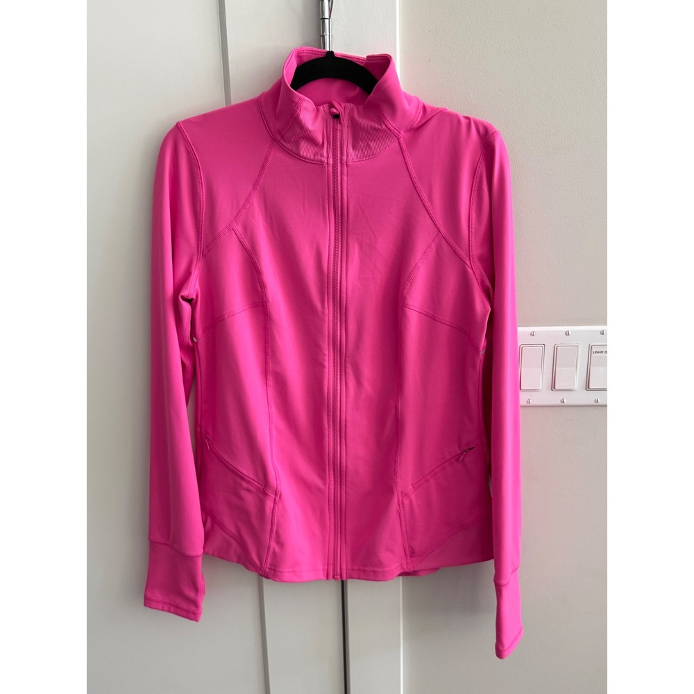 Fila Sport Womens Hot Pink Full Zip Athletic Jacket Thumbholes Mock Neck Medium